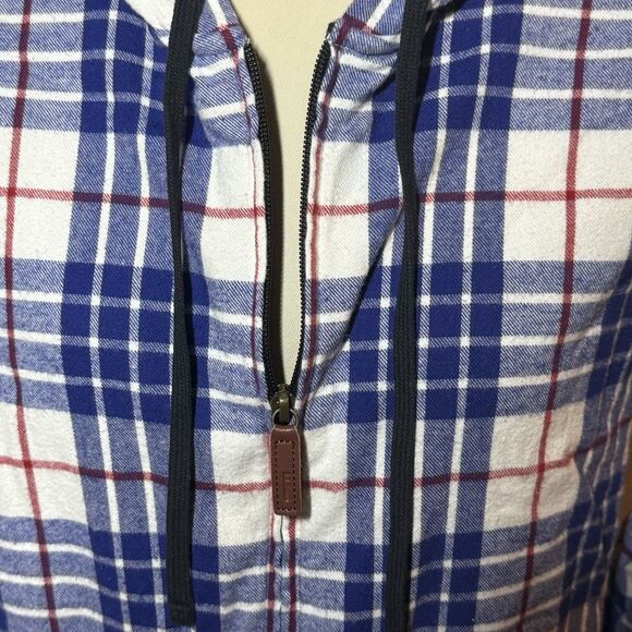 L.L. Bean Jacket Shacket Flannel Plaid Hoodie Sweater Relaxed Fit Women’s Size L - Picture 4 of 14